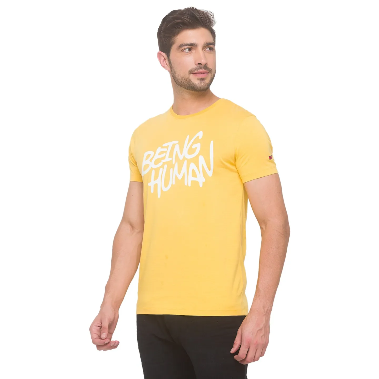 Yellow Regular Fit Men's Short Sleeves T-Shirt by Being Human Clothing - Image 4