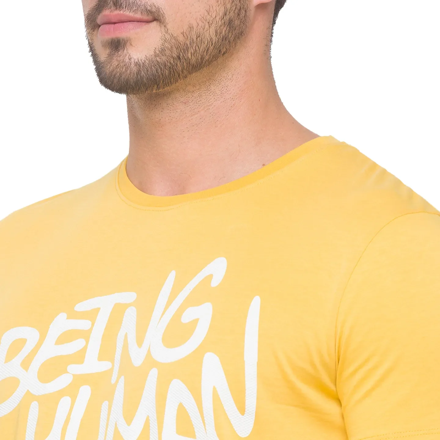 Yellow Regular Fit Men's Short Sleeves T-Shirt by Being Human Clothing - Image 5