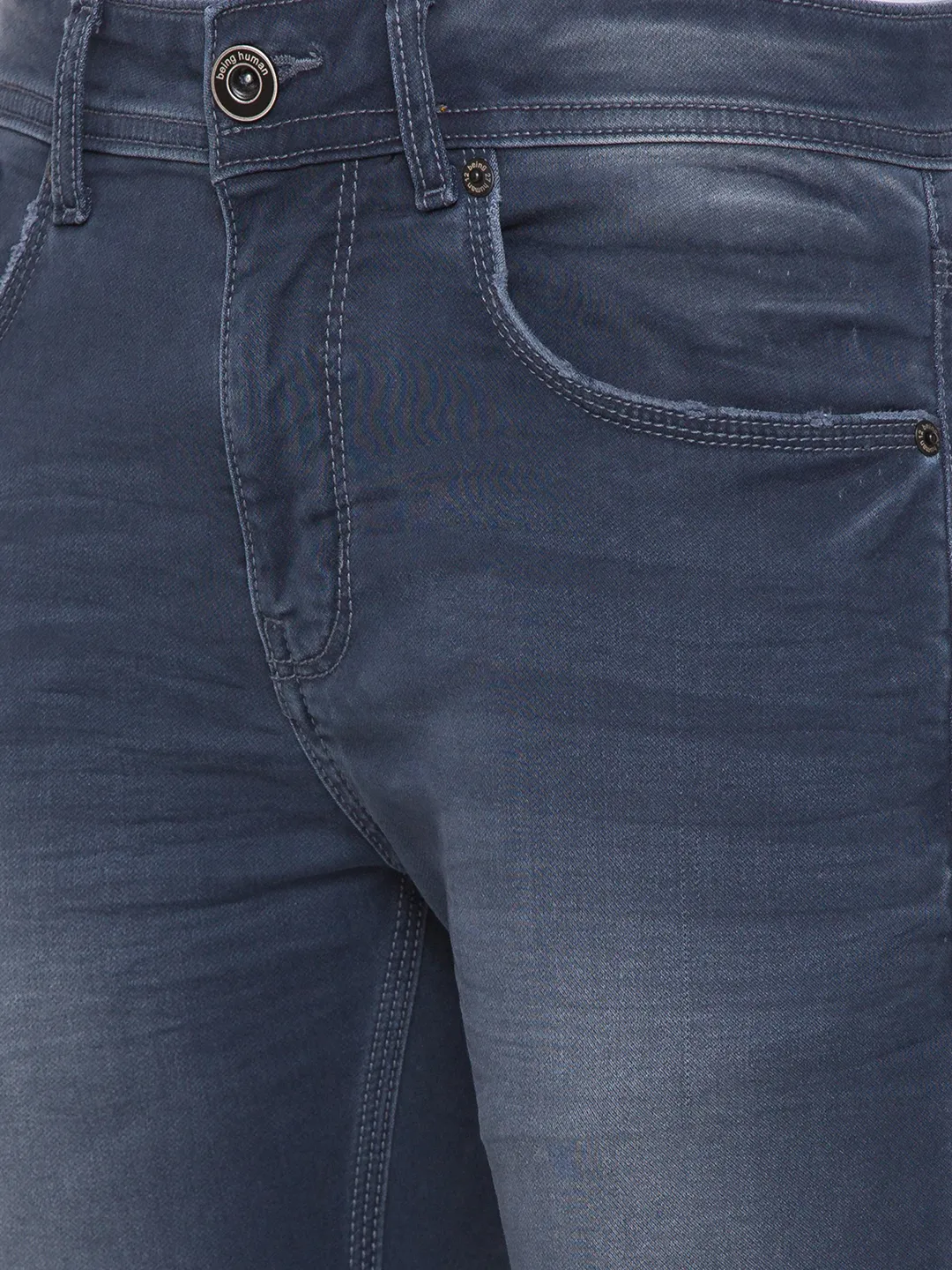 Black Slim Straight Fit Men's Denims by Being Human Clothing - Image 2