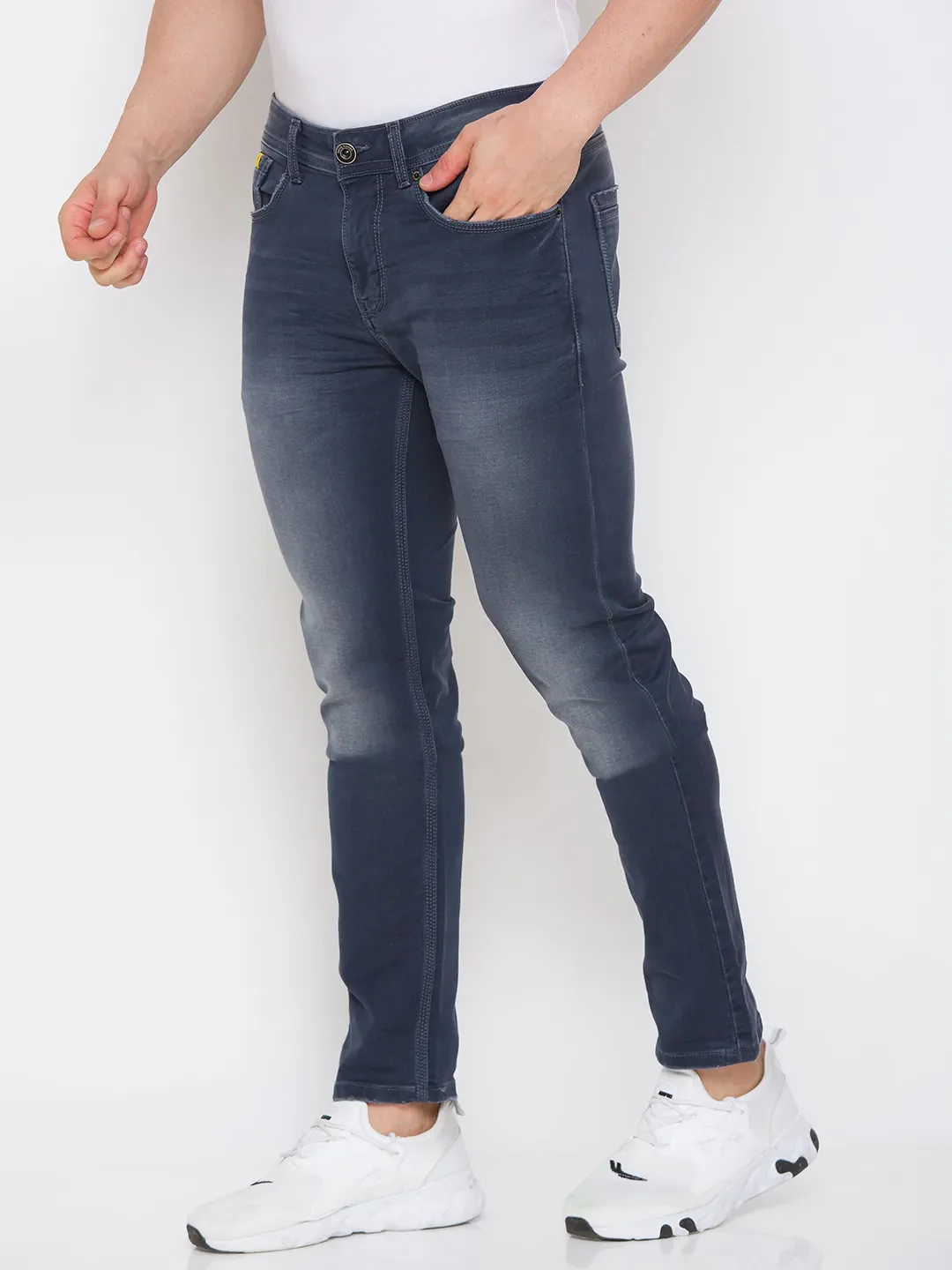 Black Slim Straight Fit Men's Denims by Being Human Clothing - Image 3