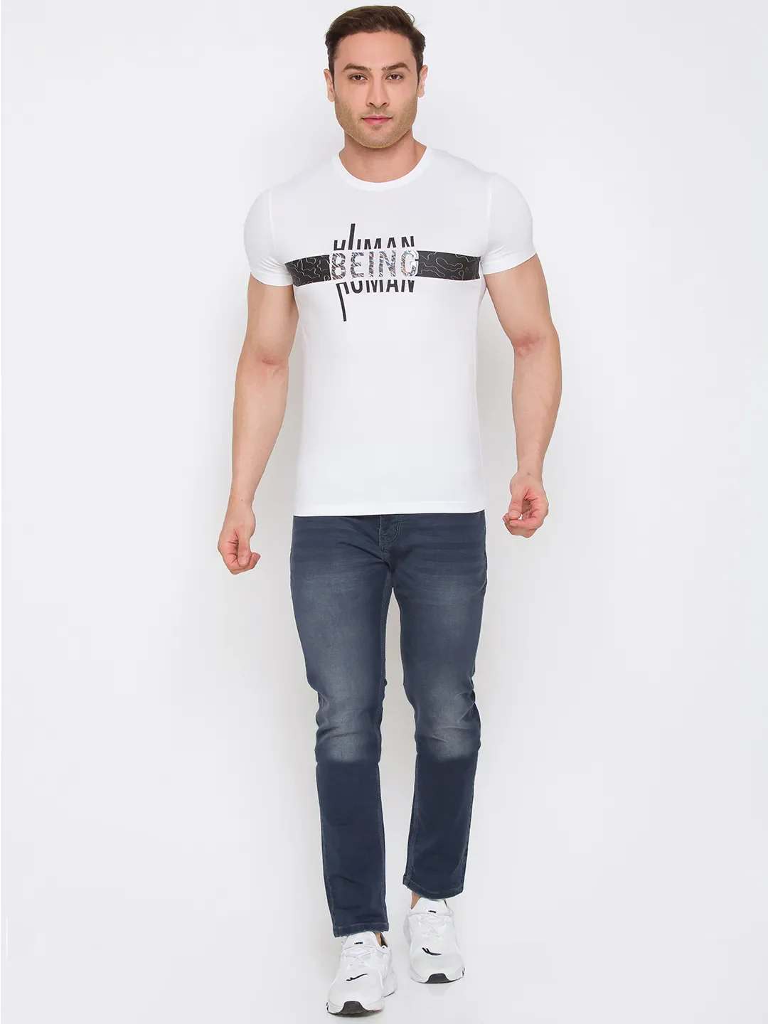 Black Slim Straight Fit Men's Denims by Being Human Clothing - Image 5