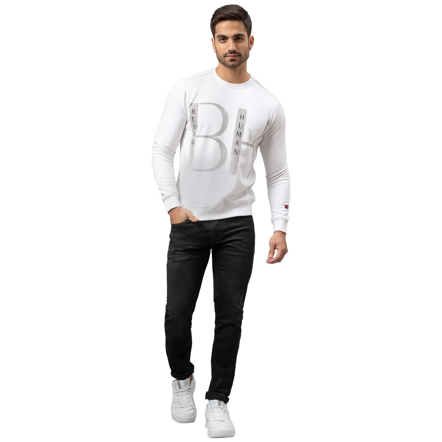 Black Slim Straight Fit Men's Denims by Being Human Clothing - Image 2