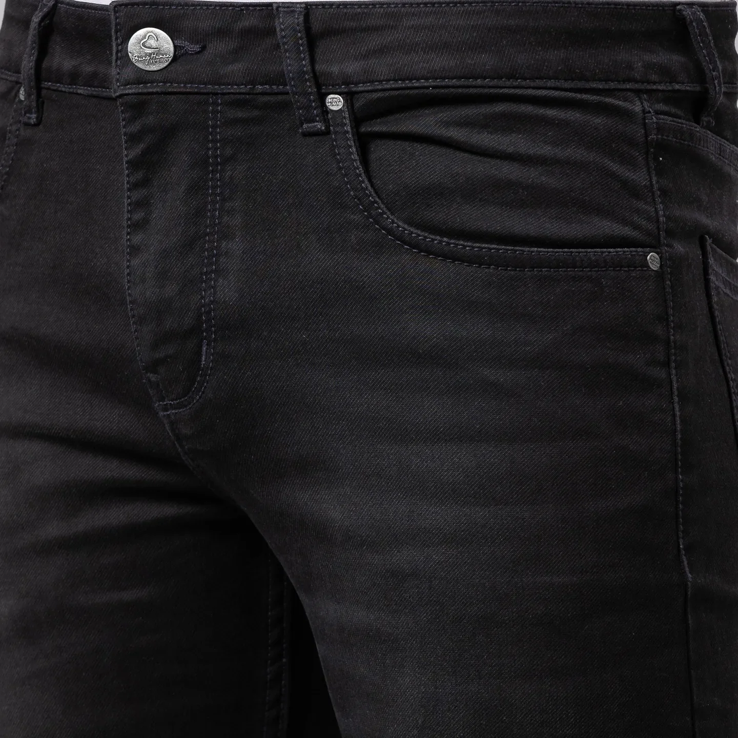 Black Slim Straight Fit Men's Denims by Being Human Clothing - Image 5