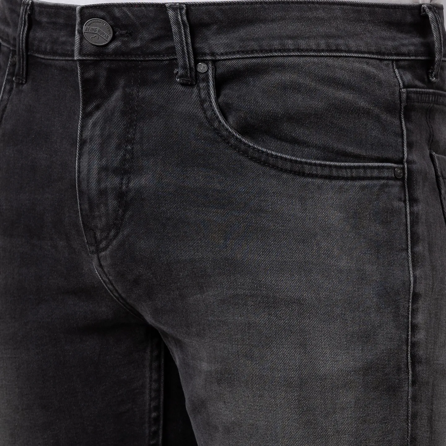 Black Slim Straight Fit Men's Denims by Being Human Clothing - Image 4