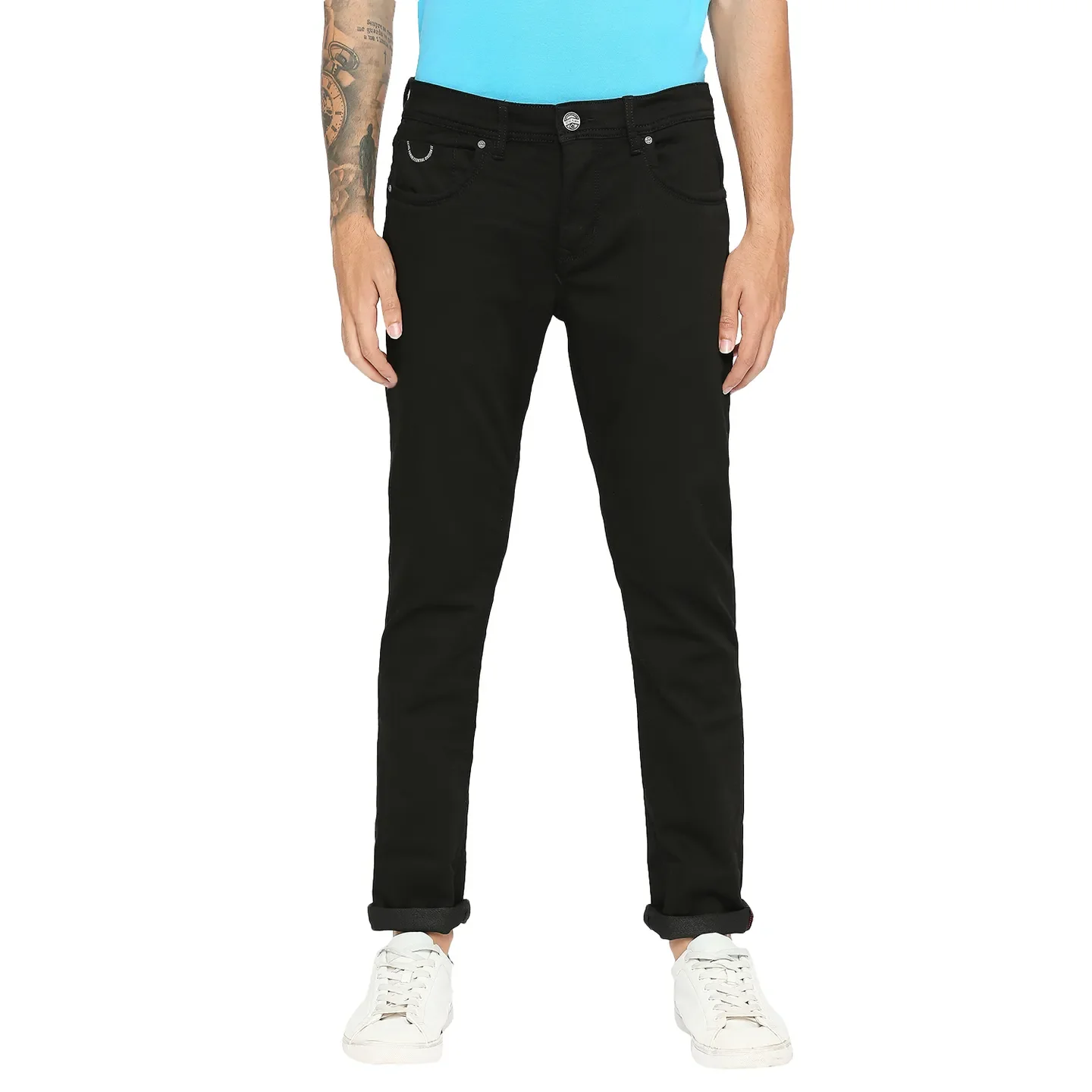 Black Slim Straight Fit Men's Denims by Being Human Clothing