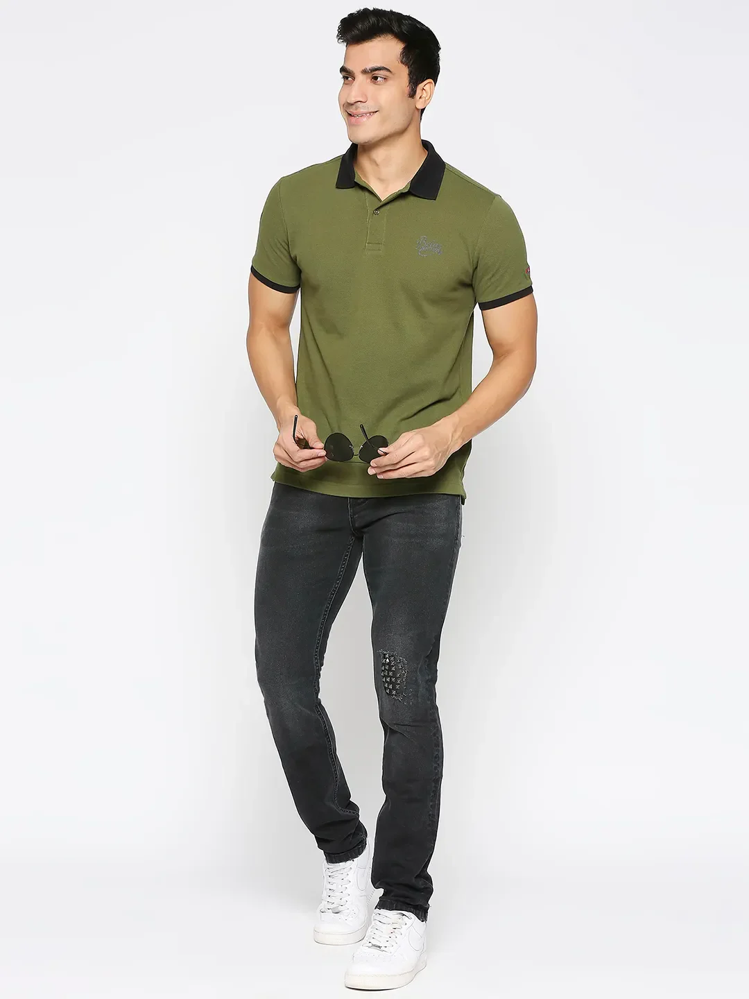 Black Slim Fit Denims For Men By Being Human Clothing - Image 6