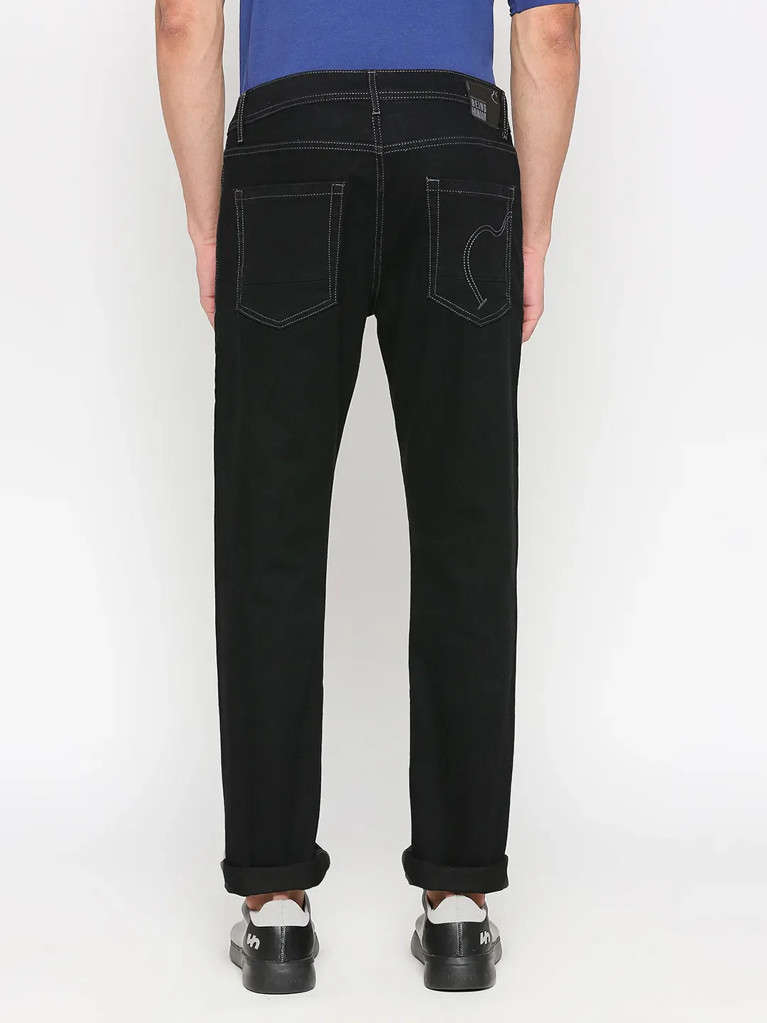 Black Slim Straight Fit Men's Denims by Being Human Clothing - Image 4
