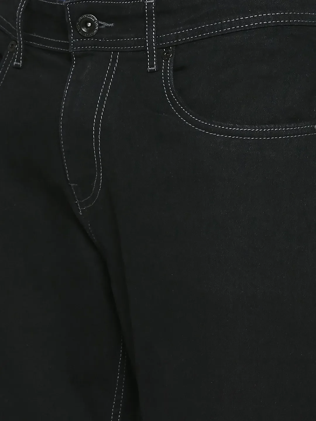 Black Slim Straight Fit Men's Denims by Being Human Clothing - Image 5