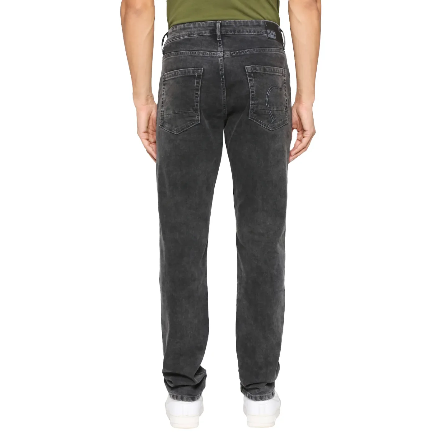 Black Slim Straight Fit Men's Denims by Being Human Clothing - Image 4