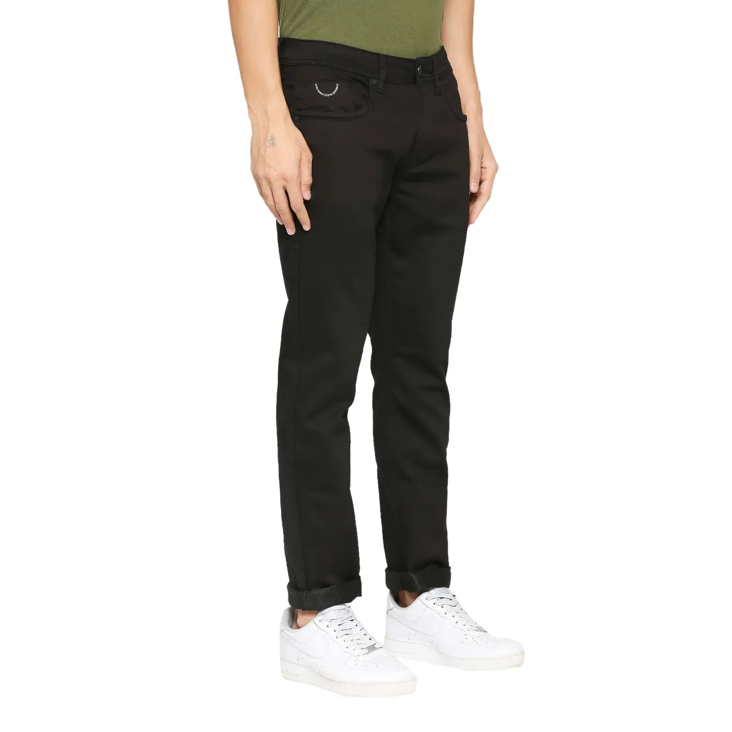 Black Slim Straight Fit Men's Denims by Being Human Clothing - Image 3