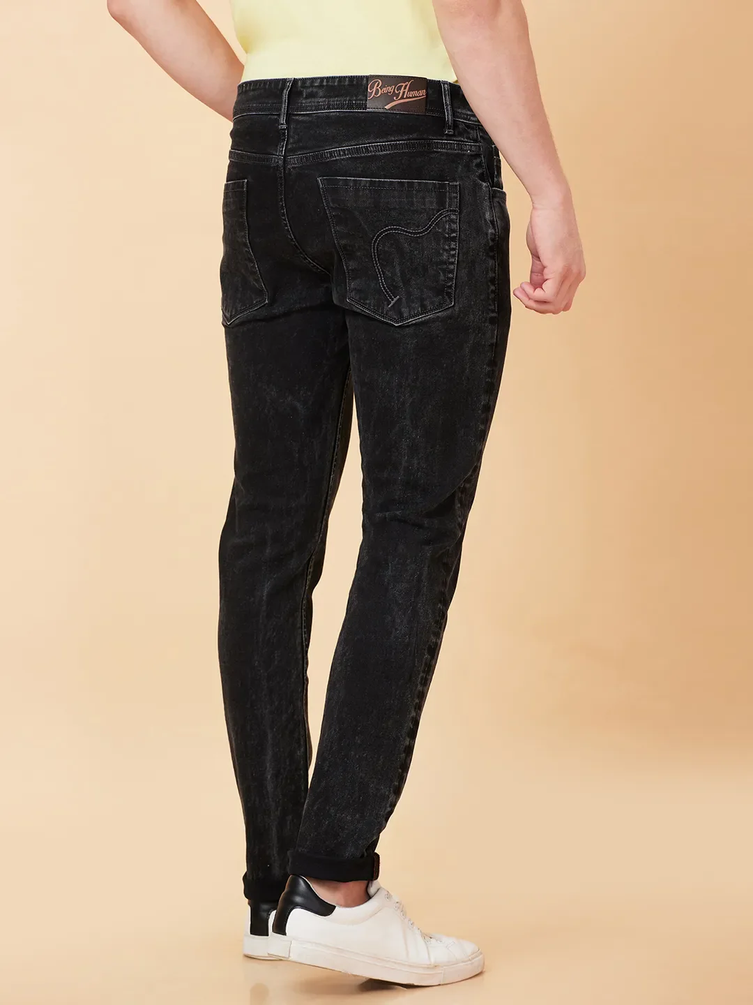 Black Slim Fit Men's Denims by Being Human Clothing - Image 3