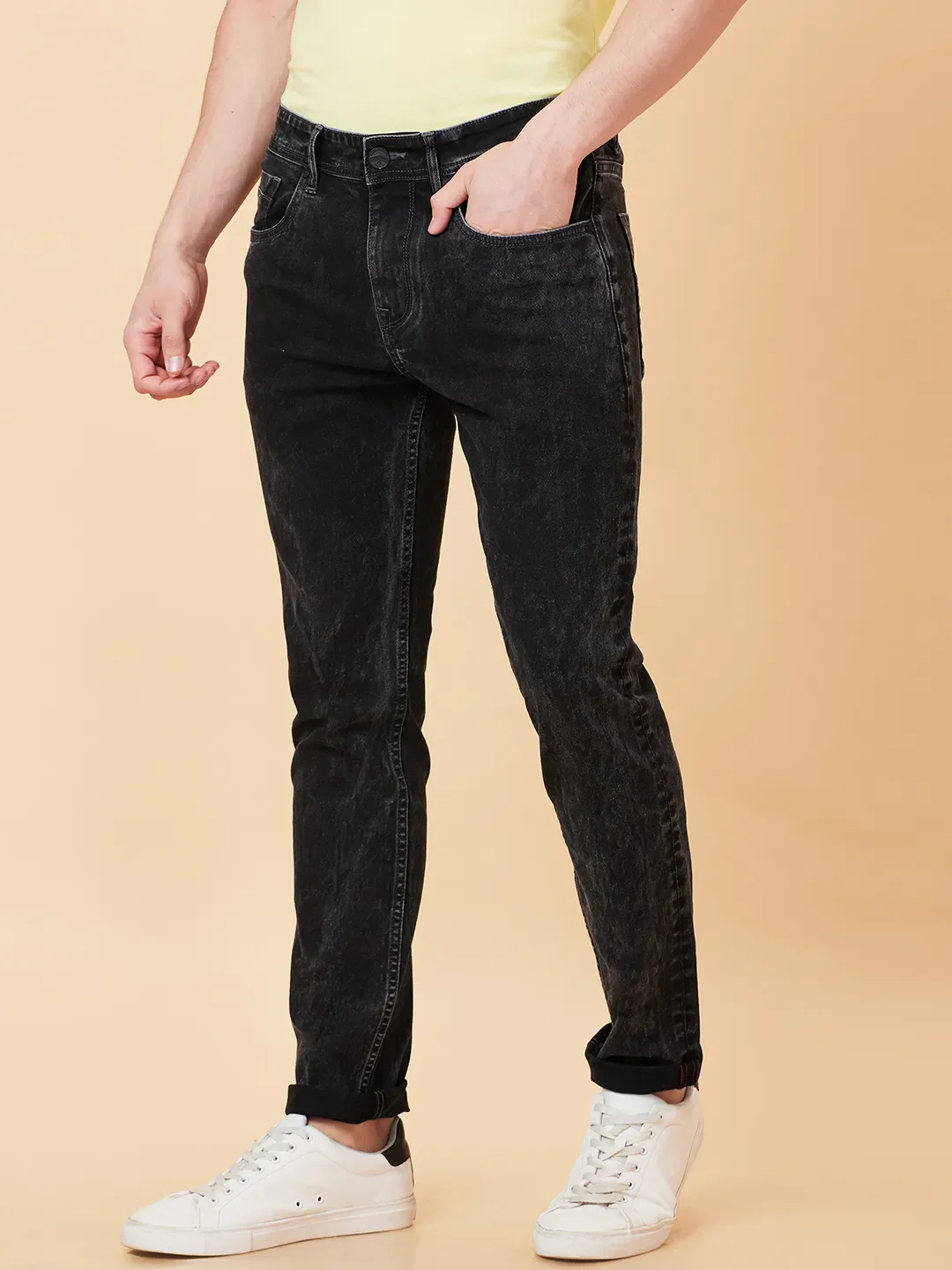 Black Slim Fit Men's Denims by Being Human Clothing - Image 4