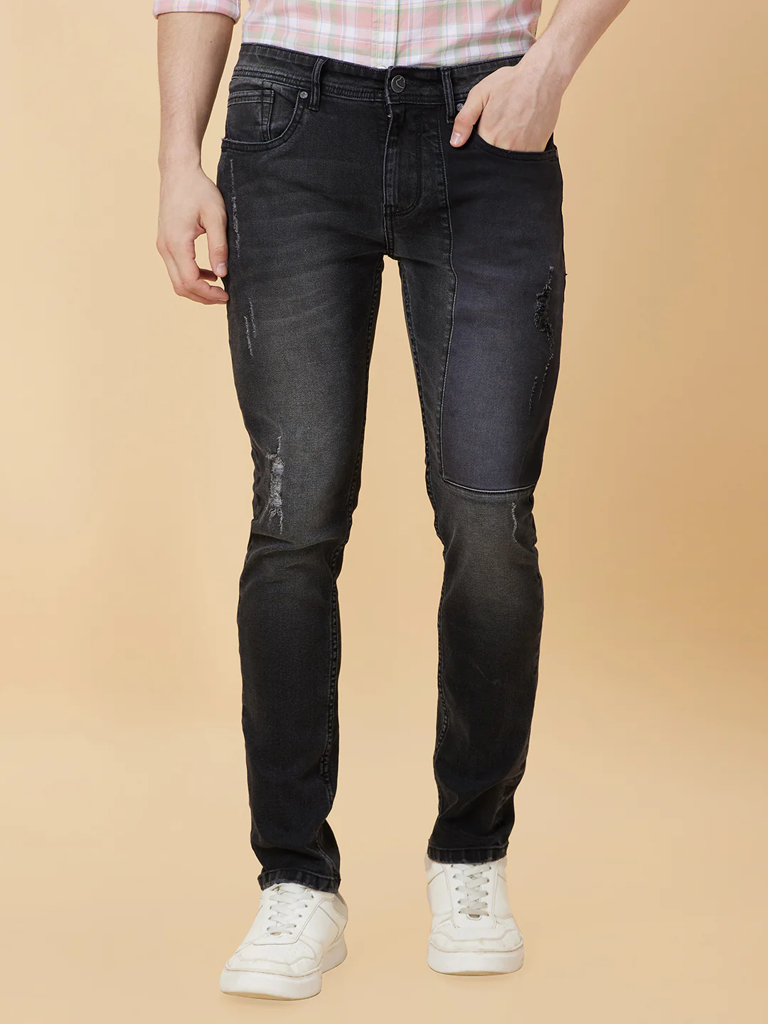 Black Slim Fit Denims For Men By Being Human Clothing