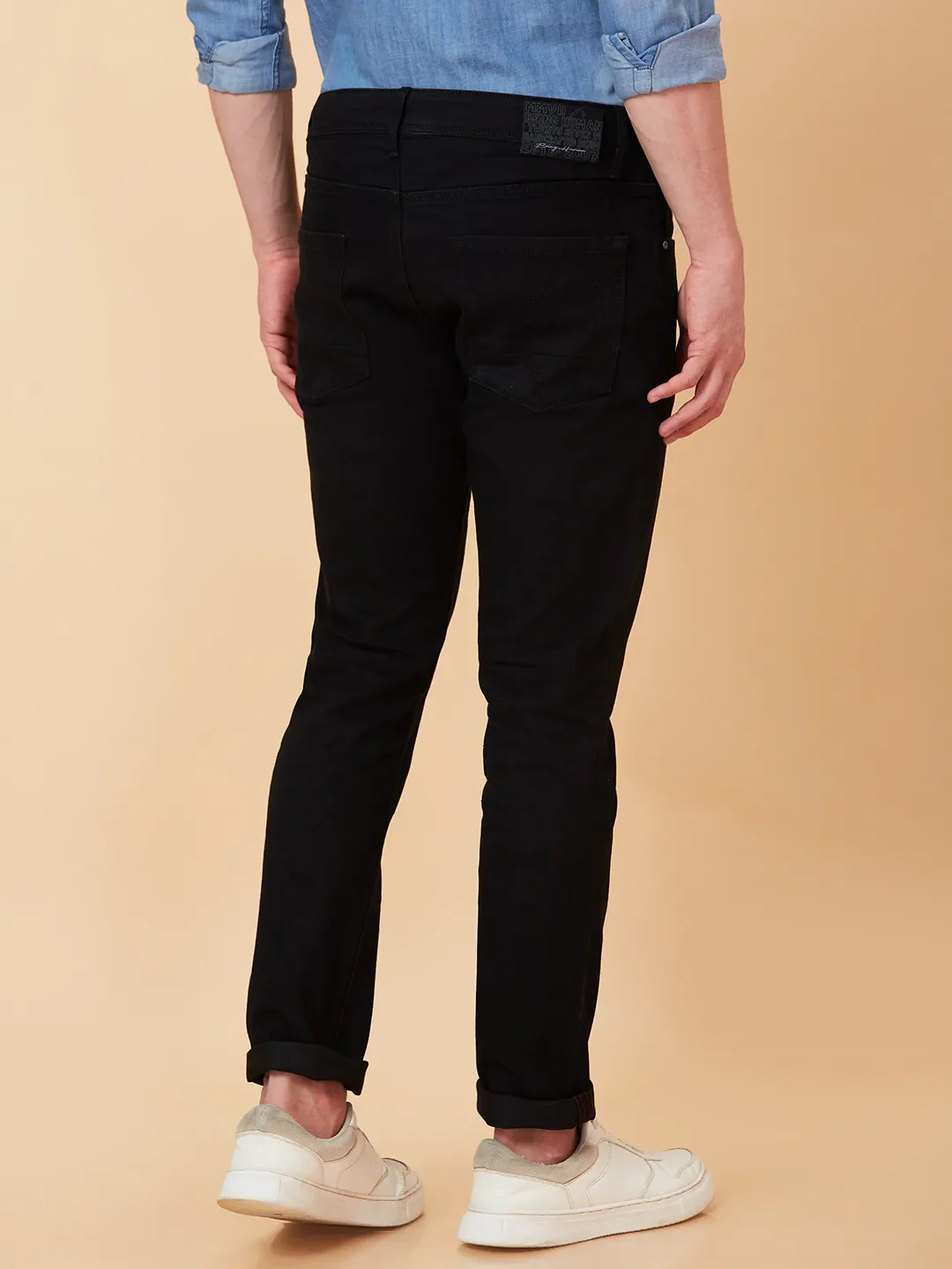 Black Slim Fit Men's Denims by Being Human Clothing - Image 3