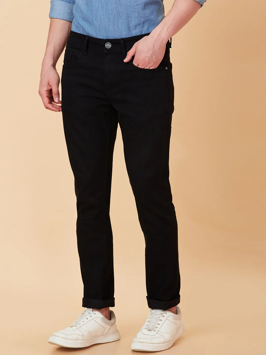 Black Slim Fit Men's Denims by Being Human Clothing - Image 4