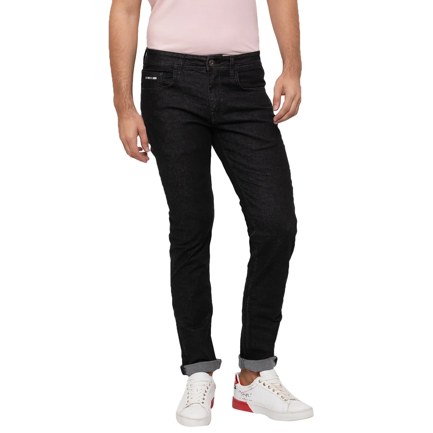 Black Slim Straight Fit Men's Denims by Being Human Clothing