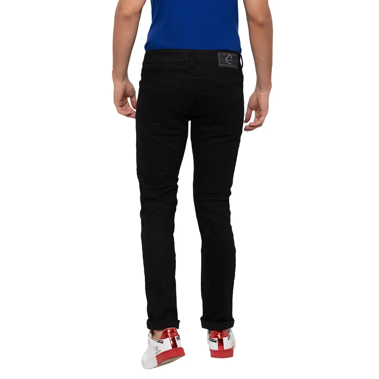 Black Slim Straight Fit Men's Denims by Being Human Clothing - Image 3