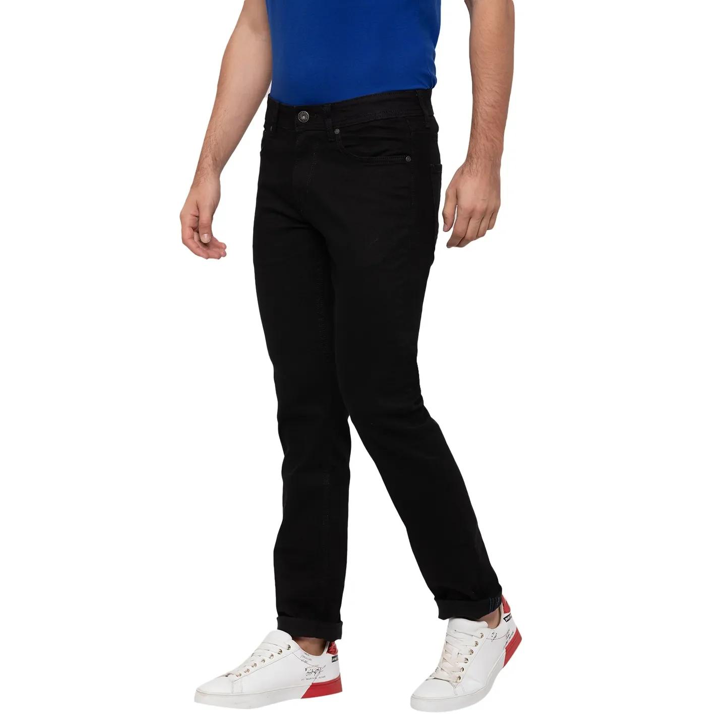 Black Slim Straight Fit Men's Denims by Being Human Clothing - Image 4