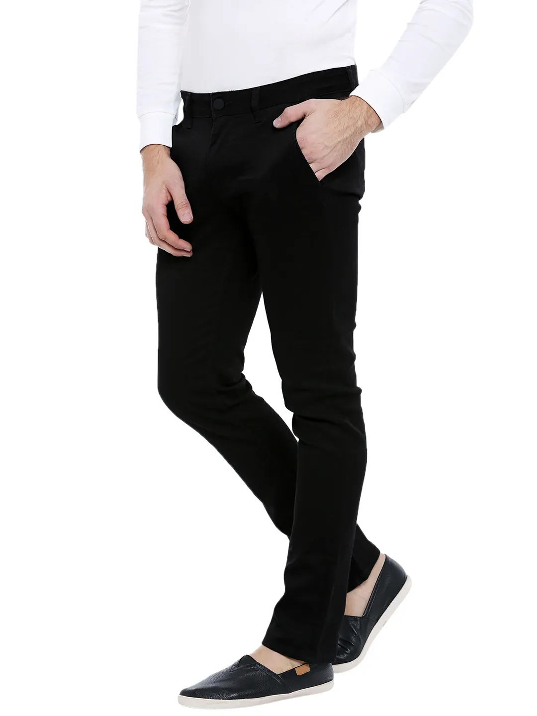 Black Slim Straight Fit Men's Denims by Being Human Clothing - Image 2