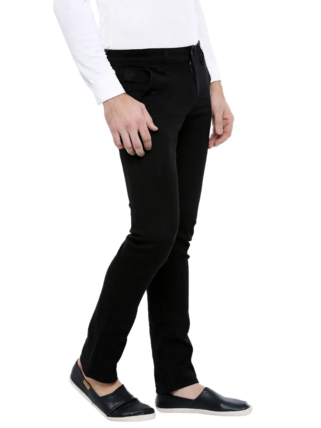 Black Slim Straight Fit Men's Denims by Being Human Clothing - Image 3