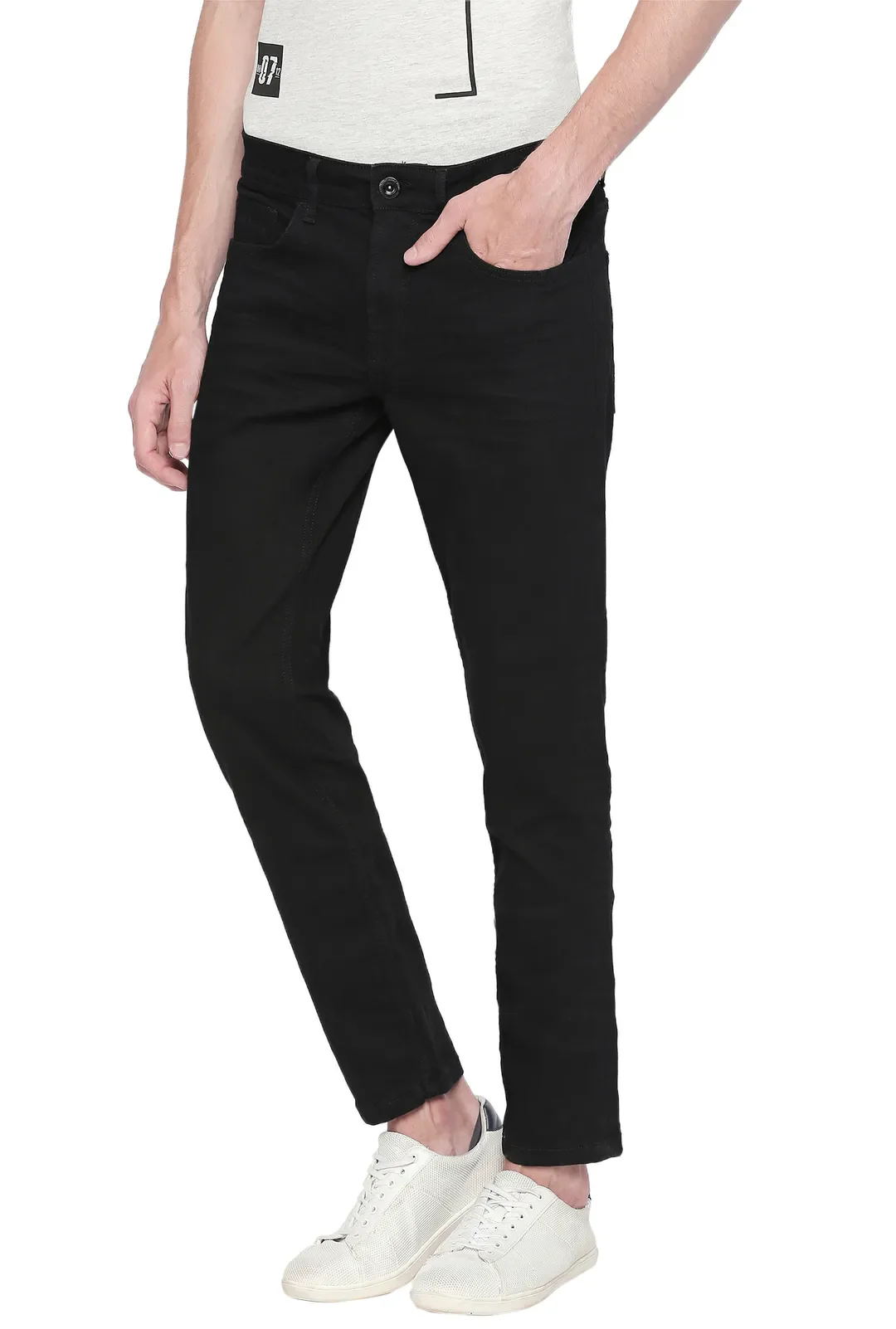 Black Slim Straight Fit Men's Denims by Being Human Clothing - Image 3