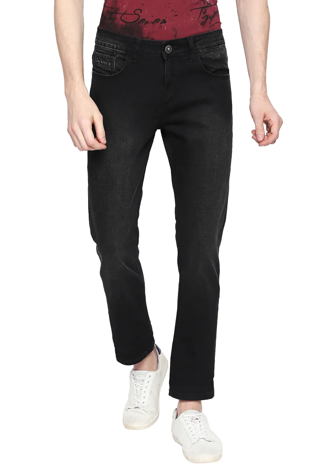 Black Slim Straight Fit Men's Denims by Being Human Clothing