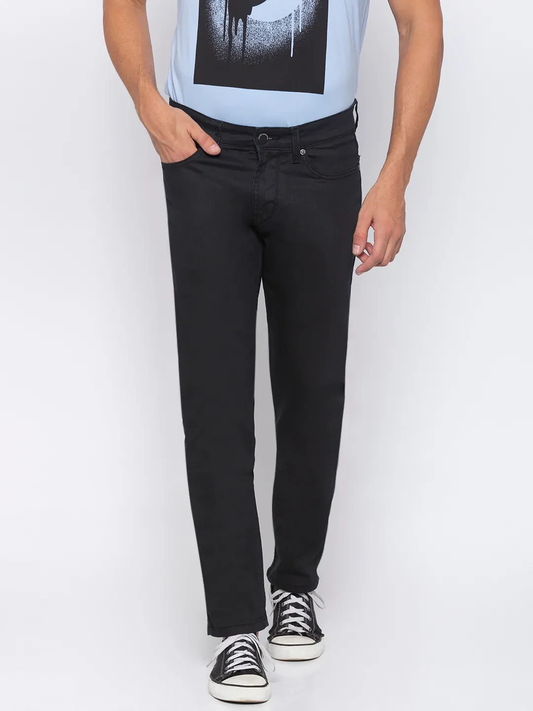Black Slim Straight Fit Men's Denims by Being Human Clothing