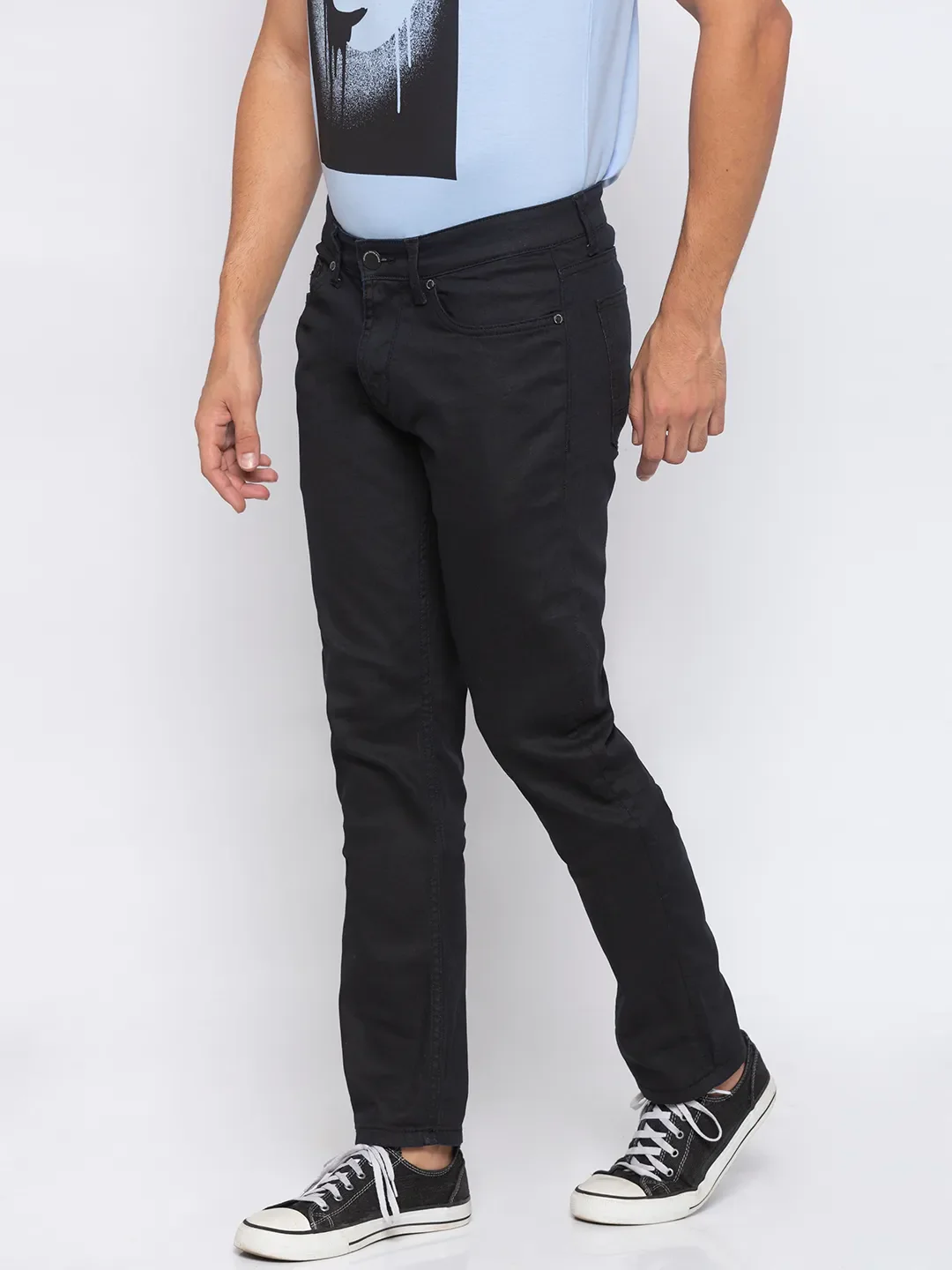 Black Slim Straight Fit Men's Denims by Being Human Clothing - Image 3
