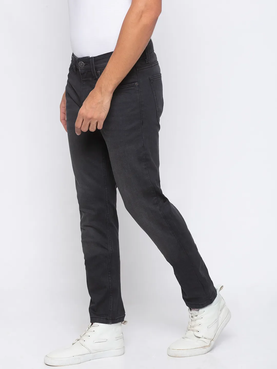 Black Slim Straight Fit Men's Denims by Being Human Clothing - Image 3