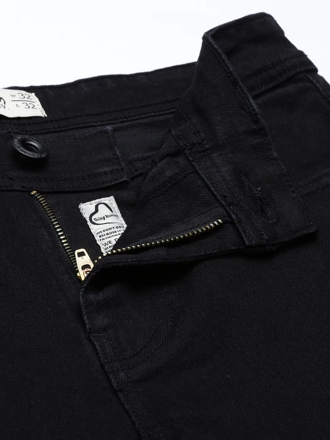 Black Slim Straight Fit Men's Denims by Being Human Clothing - Image 4