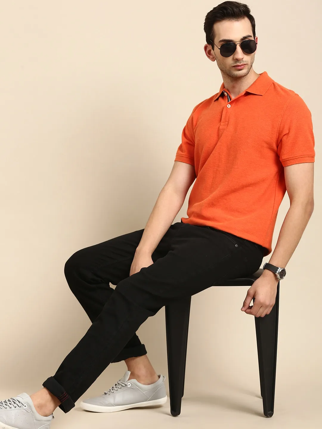 Black Slim Straight Fit Men's Denims by Being Human Clothing - Image 5