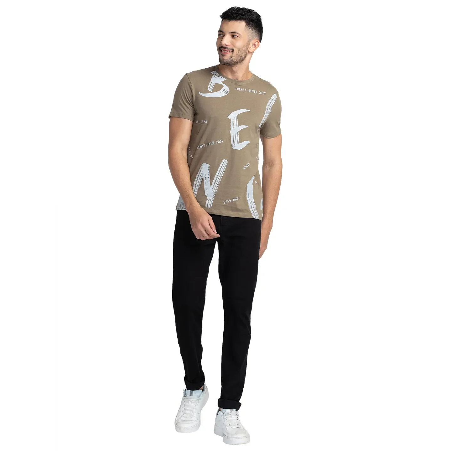 Black Slim Straight Fit Men's Denims by Being Human Clothing - Image 2
