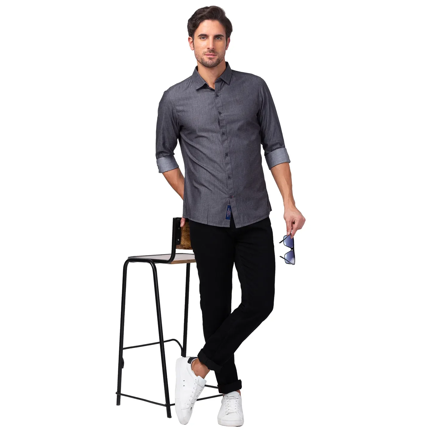Black Slim Straight Fit Men's Denims by Being Human Clothing - Image 6