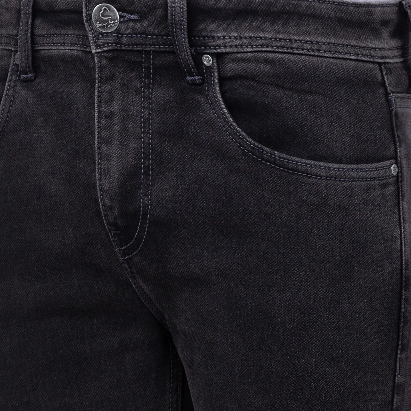 Black Slim Straight Fit Men's Denims by Being Human Clothing - Image 4