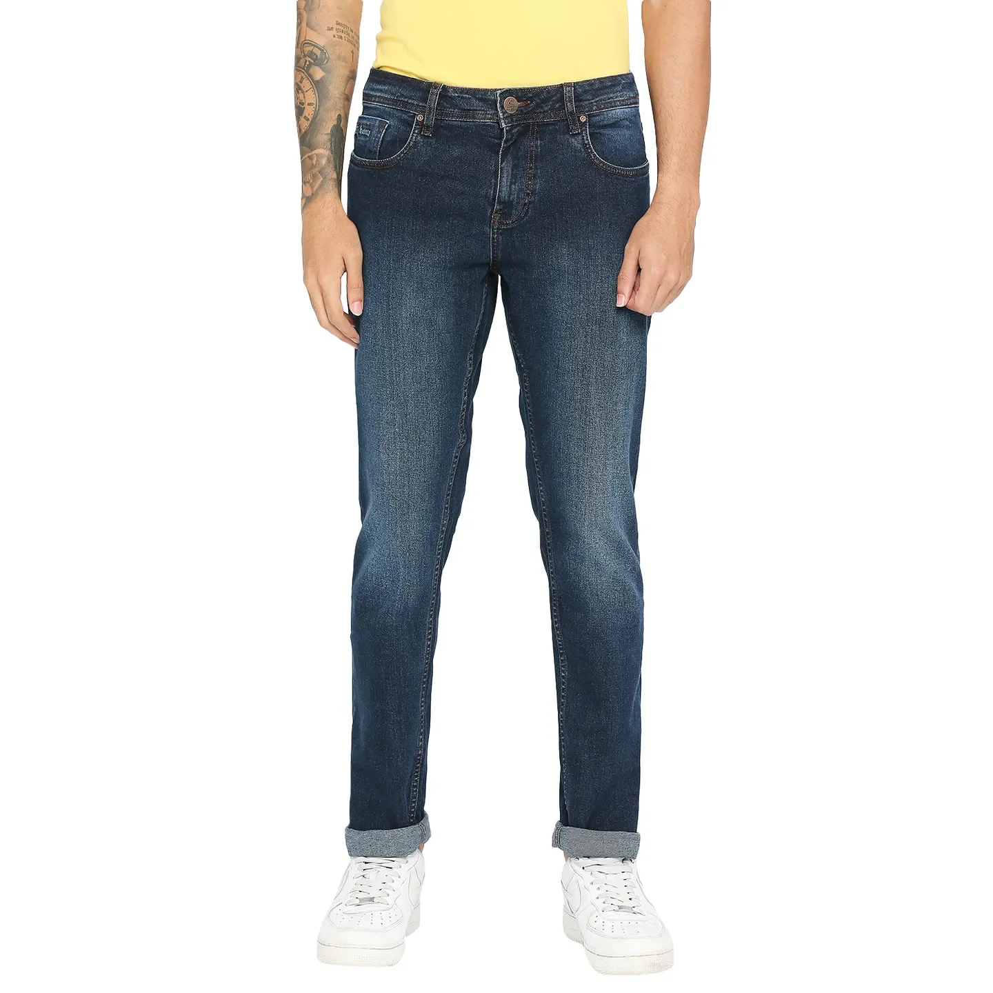 Black Slim Straight Fit Men's Denims by Being Human Clothing