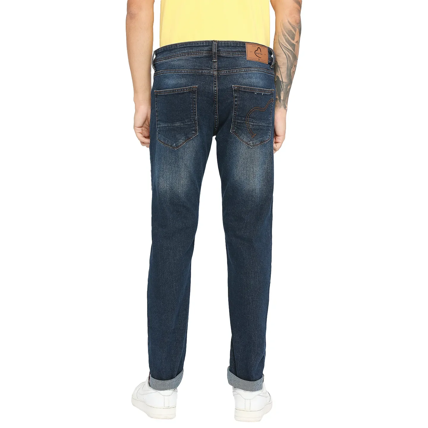 Black Slim Straight Fit Men's Denims by Being Human Clothing - Image 4