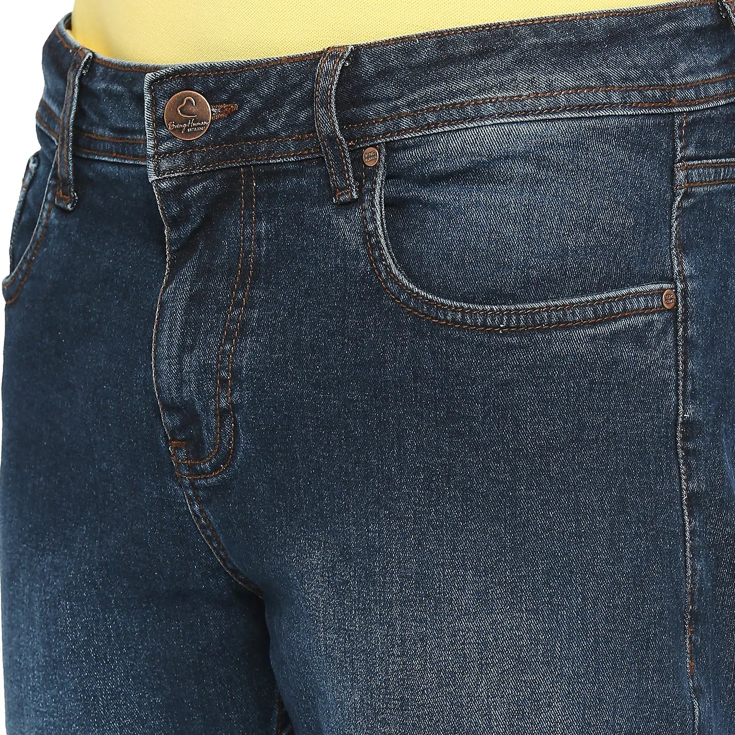Black Slim Straight Fit Men's Denims by Being Human Clothing - Image 5