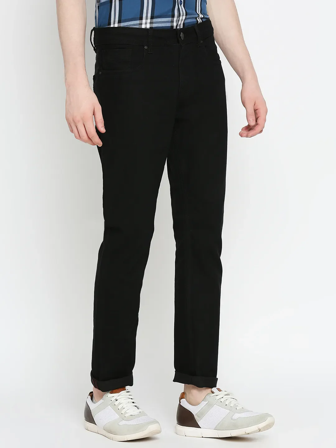 Black Slim Straight Fit Men's Denims by Being Human Clothing - Image 3