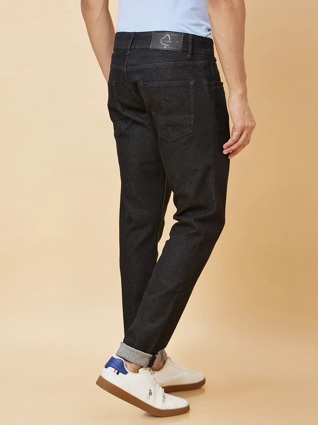 Black Slim Straight Fit Men's Denims by Being Human Clothing - Image 4