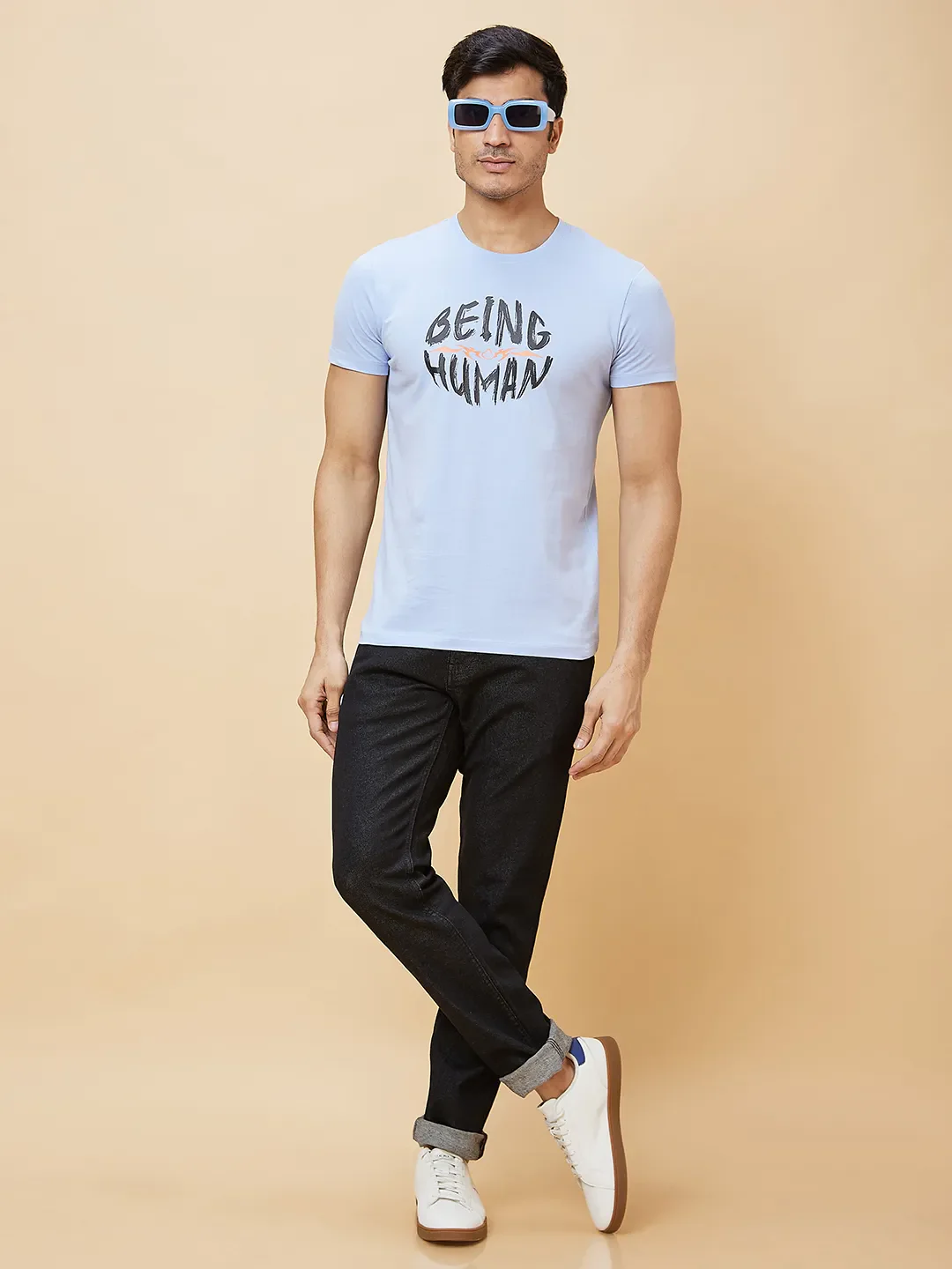 Black Slim Straight Fit Men's Denims by Being Human Clothing - Image 6