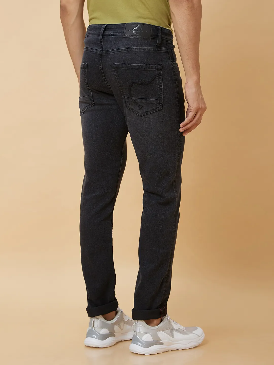 Black Slim Straight Fit Men's Denims by Being Human Clothing - Image 4