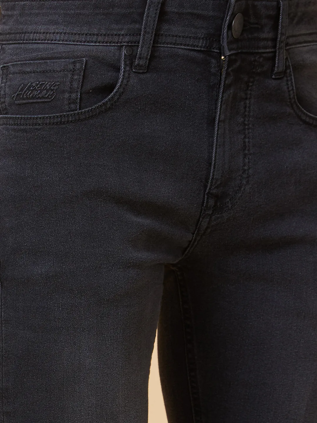 Black Slim Straight Fit Men's Denims by Being Human Clothing - Image 4