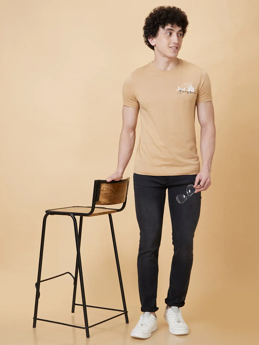 Black Slim Straight Fit Men's Denims by Being Human Clothing - Image 5