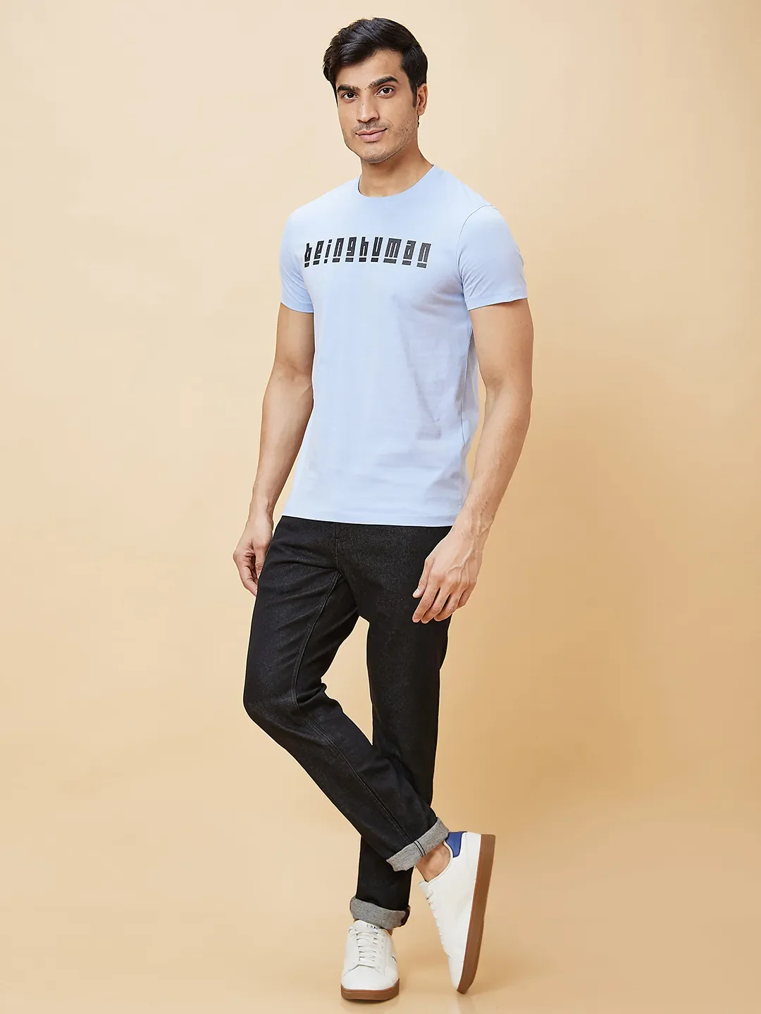 Black Slim Straight Fit Men's Denims by Being Human Clothing - Image 2