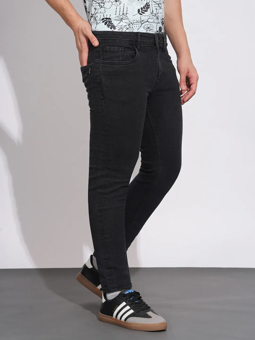 Black Slim Fit Men's Denims by Being Human Clothing - Image 2