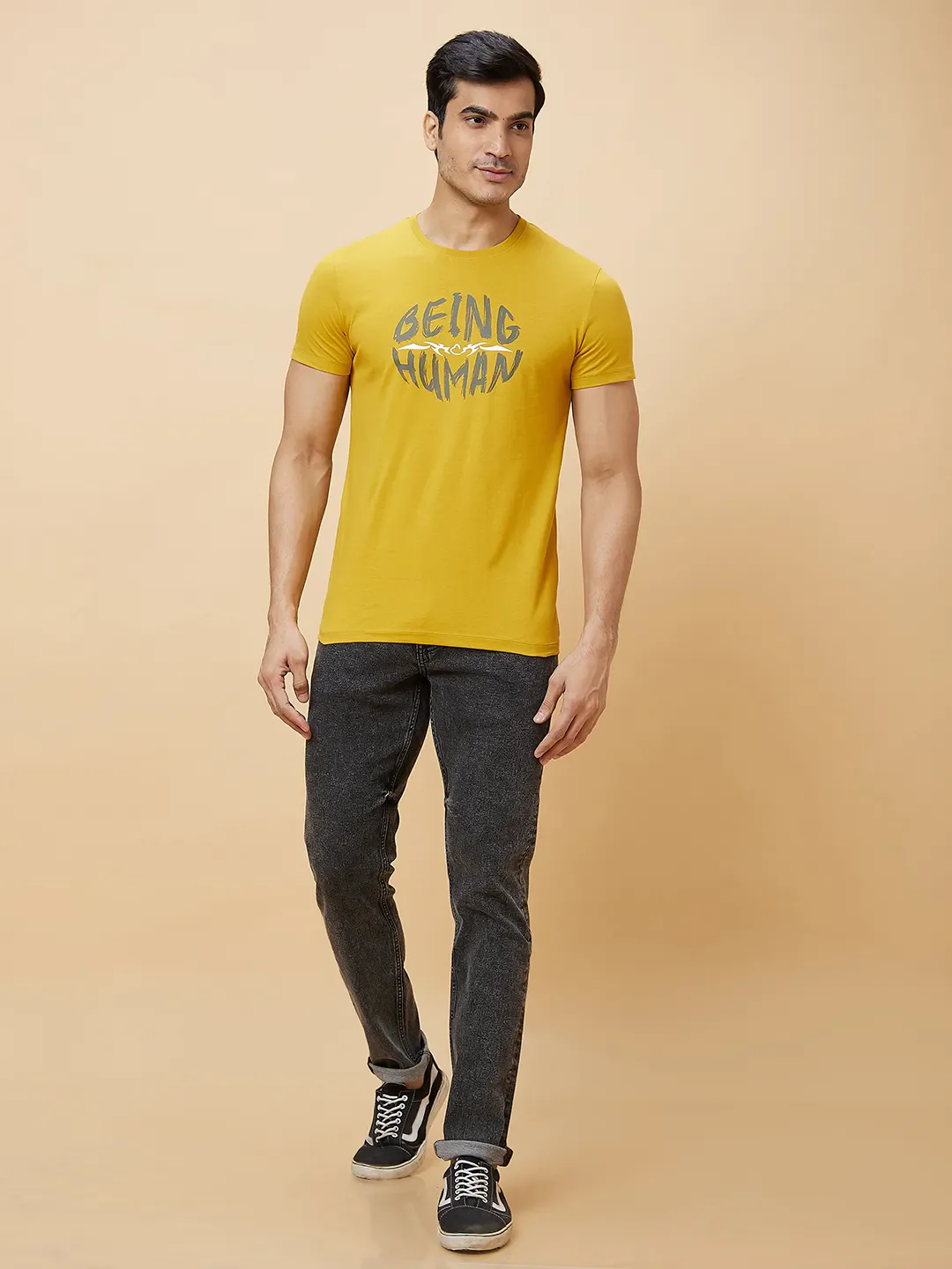 Black Slim Straight Fit Men's Denims by Being Human Clothing - Image 2
