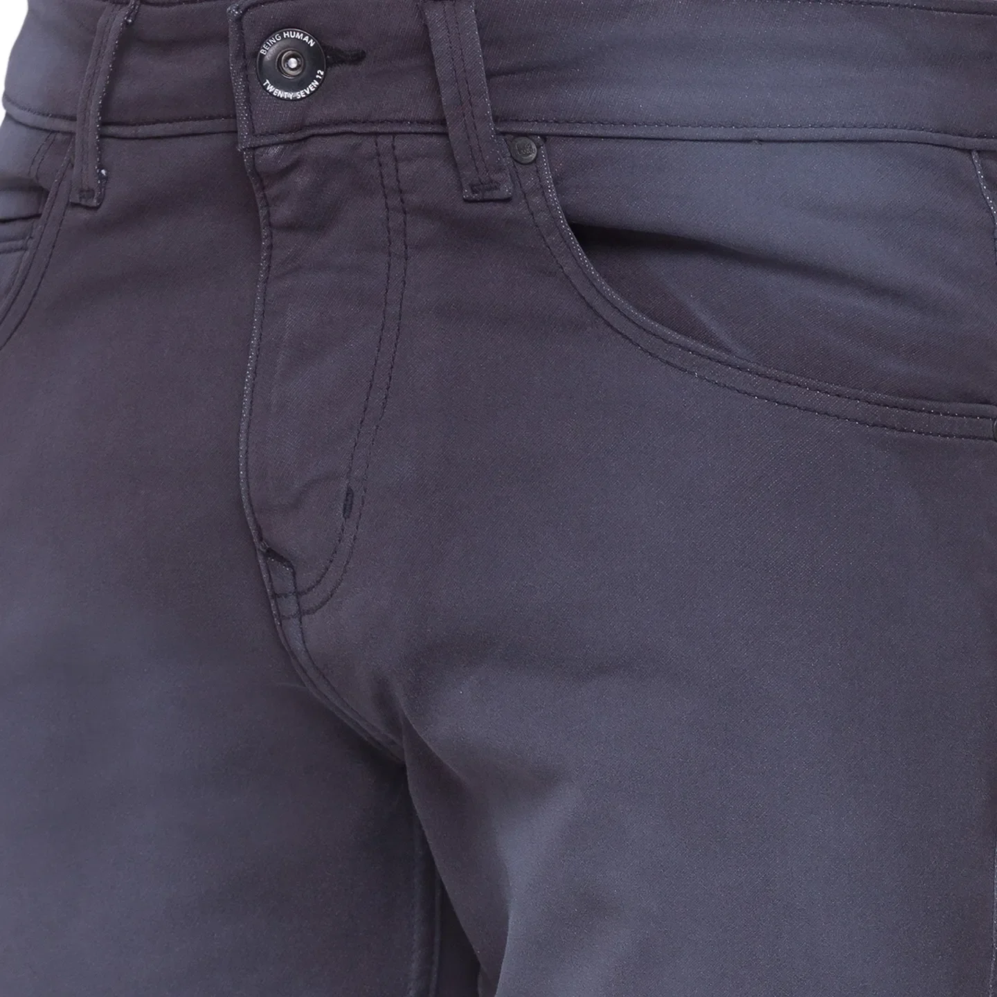 Charcoal Slim Fit Denims For Men By Being Human Clothing - Image 4