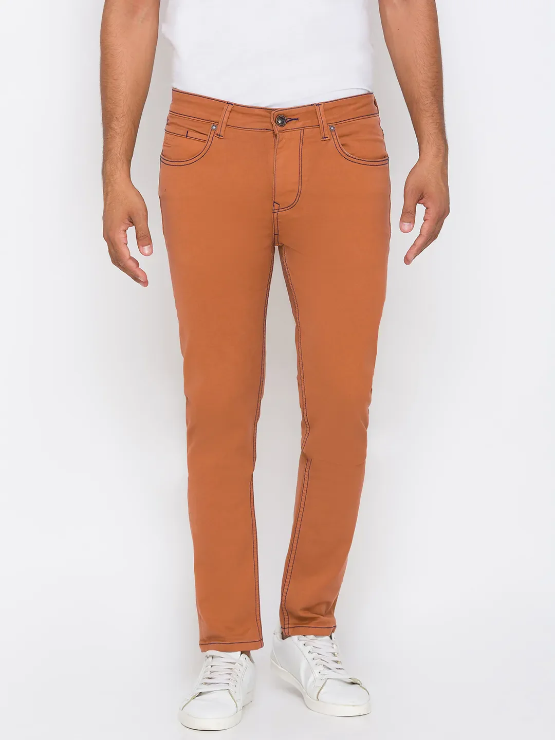 Brown Slim Straight Fit Men's Denims by Being Human Clothing