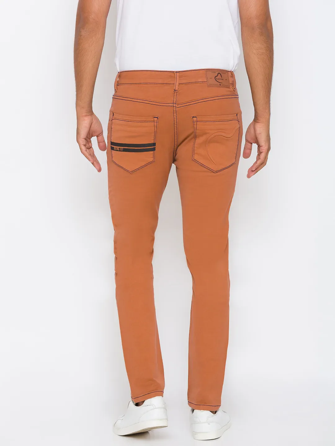 Brown Slim Straight Fit Men's Denims by Being Human Clothing - Image 3