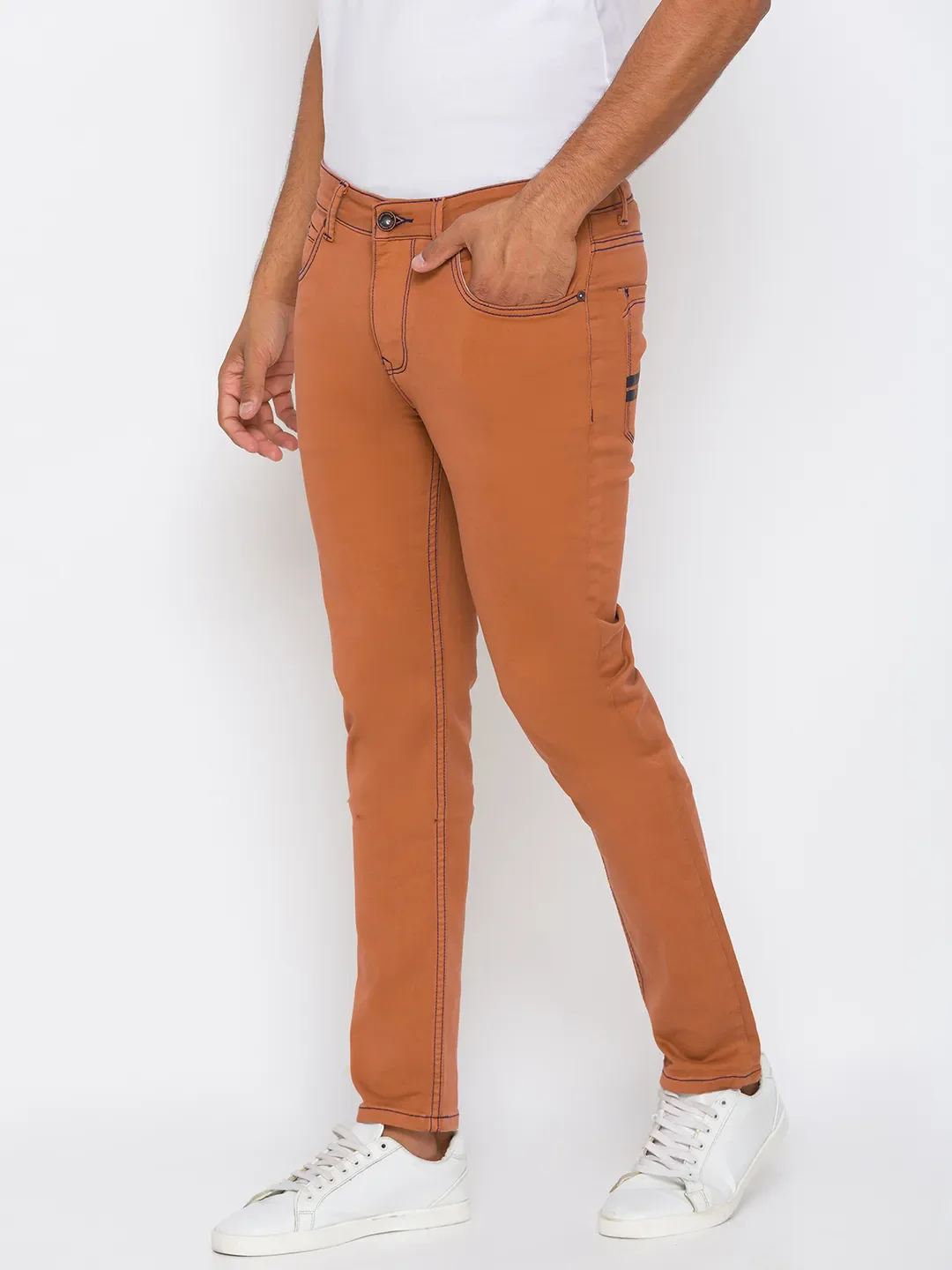 Brown Slim Straight Fit Men's Denims by Being Human Clothing - Image 4